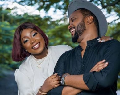 Newly engaged couple portrait